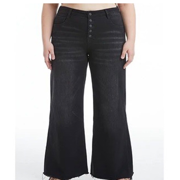 BAYEAS High -Rise Wide Leg Jeans with Frayed Hem. SZ 16W - Picture 1 of 7